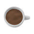 A white ceramic cup filled with a brown liquid, resembling tea or coffee, with a simple handle.