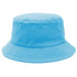 A light blue bucket hat with a wide brim, featuring a small logo on the side.