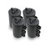 A set of four black weight bags with handles and screw-top openings, designed for stability during events.