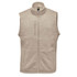 A beige men's fleece vest with a full zip, featuring a high collar and side pockets. It has a small logo on the chest.