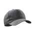 A black cap with a curved bill and a logo, designed for headwear promotions.