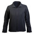 A black softshell women's jacket with a zip front and a collar, featuring a logo on the chest.