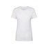 A white women's boyfriend tee with short sleeves and a classic crew neckline, featuring a logo.