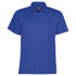 A lightweight, short-sleeved blue polo shirt with a collar and a logo. Suitable for casual or active wear.