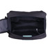 A black wash bag with a zippered closure and a mesh pocket inside, featuring a logo.