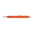An orange aluminium pen with a silver clip and tip, featuring a logo on its surface.