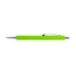 A green aluminium pen with a shiny silver clip and tip, featuring a logo on its barrel.
