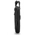 A black laptop sleeve with a zip closure and a side pocket, featuring a sleek and minimalistic design.