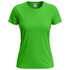 A bright green women's classic T-shirt with a crew neckline and short sleeves, featuring a visible logo.