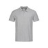 A grey heavyweight polo shirt with a collar and a branding logo on the chest.
