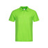 A bright green heavyweight polo shirt with a classic collar and three buttons, featuring a logo.