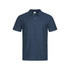 A men's heavyweight polo shirt in navy blue with a classic collar and three-button placket, featuring a logo.