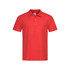 A red heavyweight polo shirt with a three-button placket and a collar, featuring a small logo.