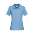 A light blue women's heavyweight polo shirt featuring a classic collar and short sleeves. It includes a logo.