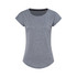 A women's T-shirt in grey with a fitted design and cap sleeves, featuring a logo.