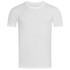 A plain white crew neck t-shirt with short sleeves. The shirt has a logo on it. 