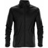 A black men's Mistral fleece jacket with long sleeves, a zip front, and two side pockets. It features a logo.