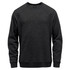 A men's crew neck sweater in dark grey, featuring a classic design and a logo on the front.