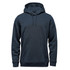 A dark grey fleece pullover hoodie with a front kangaroo pocket and adjustable drawstrings. Features branding.