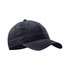 A black cap with a curved brim, featuring a logo on the front. It has a casual, lightweight design.
