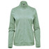 A green women's performance jacket with a high collar and zip closure, featuring side pockets and a logo.