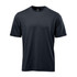 A black men's t-shirt with short sleeves and a crew neckline, featuring a logo.