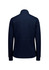 A women's tailored jacket in navy blue, featuring a collar and long sleeves, with a plain back design.