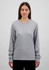 A long sleeve women's tee in grey, featuring a round neckline and a fitted design. It has a logo on it.