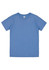 A short sleeve T-shirt in a light blue colour, featuring a plain design and a small logo.