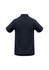 A navy blue men's polo shirt featuring a classic design and a logo on the back.