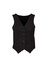 A black women's peaked vest with a button front and knitted back, featuring two side pockets and a fitted silhouette.
