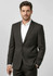 A black classic jacket features a single-breasted design and a notch lapel, worn by a model with a white shirt.