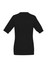 A black women's zip front short sleeve knit cardigan, featuring a simple design and ribbed hem detail.