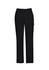 Black women's cargo pants featuring a comfortable waist and multiple pockets. The design includes a logo.