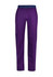 A pair of purple straight leg scrub pants featuring an elastic waistband and a side pocket.
