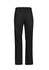 Black scrub pants with an elastic waistband and a back pocket, featuring a logo on the waistband.