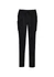 Black women's slim leg scrub pants with a drawstring waistband and side pockets. Features branding on the fabric.