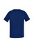 Navy blue men's scrub top with a V-neck design and short sleeves. Features a logo on the fabric.