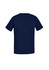 Navy V-neck scrub top featuring short sleeves and a simple design, with a branding logo present.