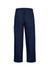 Navy blue unisex scrub cargo pants with side pockets and an elastic waistband. Features branding logo.