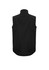 A black men's vest with a high collar and a fitted design, featuring a logo on the back.