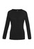 A black women's Milano cardigan featuring a V-neck and button closure, with long sleeves and a fitted design.