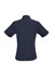 A navy short sleeve button-up shirt with a fitted design and back yoke detail. Features a subtle logo.