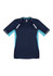 A short sleeve tee in navy and light blue with contrasting shoulder panels and a logo.