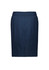 A navy functional pencil skirt featuring a simple design and elastic waistband. It has a discreet logo.