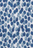 A fabric print featuring a blue and white pattern of organic, oval shapes resembling watercolour blobs.