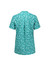 A short-sleeved tunic in aqua with a stardust print, featuring a back pleat and a branded logo.