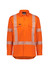Hi-vis orange shirt featuring segmented reflective tape across the chest and arms, with two front pockets and a logo.