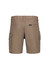 Men's essential stretch cargo shorts in a khaki colour, featuring multiple side pockets and a logo on the waistband.