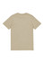 A beige short sleeve tee with a plain back, featuring a logo on the neckline.